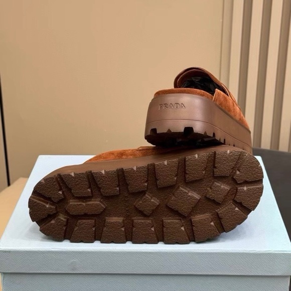 Prada Women's Brown Suede Slip-On Loafers - Picture 4 of 5